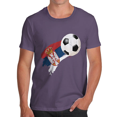 Funny T-Shirts For Men Sarcasm Serbia Football Soccer Flag Paint Splat Men's T-Shirt Small Plum