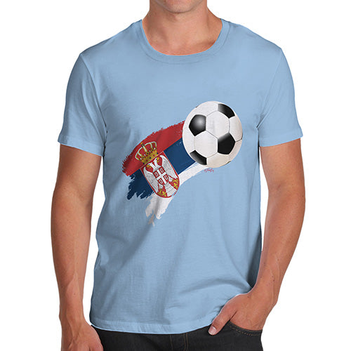 Mens Humor Novelty Graphic Sarcasm Funny T Shirt Serbia Football Soccer Flag Paint Splat Men's T-Shirt X-Large Sky Blue