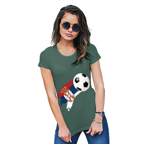 Funny T Shirts For Mum Serbia Football Soccer Flag Paint Splat Women's T-Shirt Medium Bottle Green