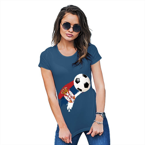 Womens Funny Tshirts Serbia Football Soccer Flag Paint Splat Women's T-Shirt Large Royal Blue