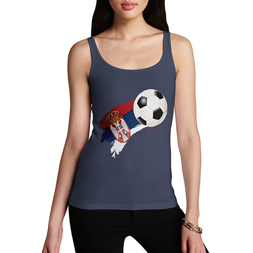 Womens Novelty Tank Top Christmas Serbia Football Soccer Flag Paint Splat Women's Tank Top Medium Navy