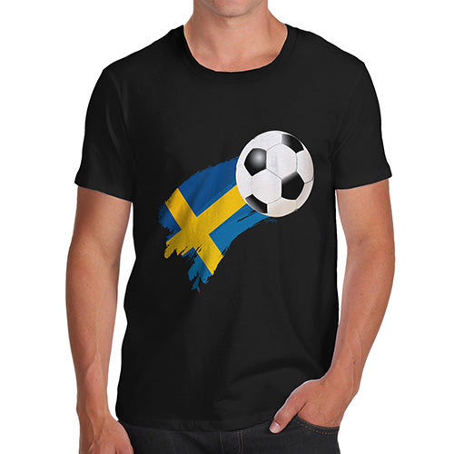 Funny Mens T Shirts Sweden Football Soccer Flag Paint Splat Men's T-Shirt Small Black