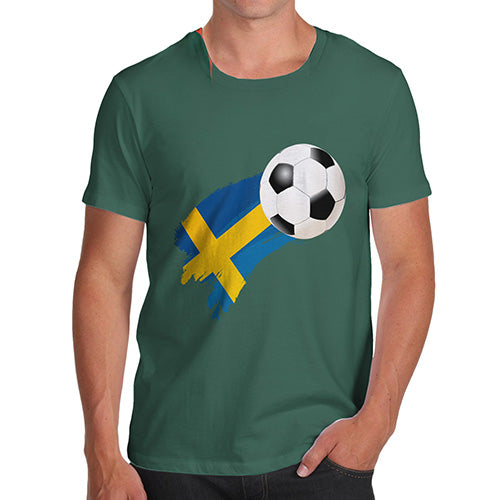 Mens Funny Sarcasm T Shirt Sweden Football Soccer Flag Paint Splat Men's T-Shirt Small Bottle Green