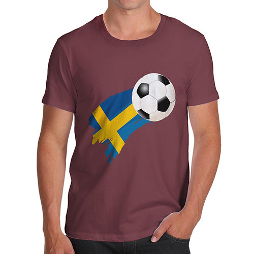 Novelty Tshirts Men Sweden Football Soccer Flag Paint Splat Men's T-Shirt X-Large Burgundy