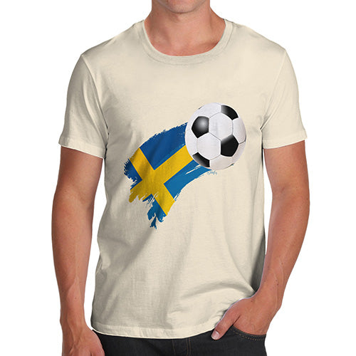 Novelty Tshirts Men Sweden Football Soccer Flag Paint Splat Men's T-Shirt Small Natural