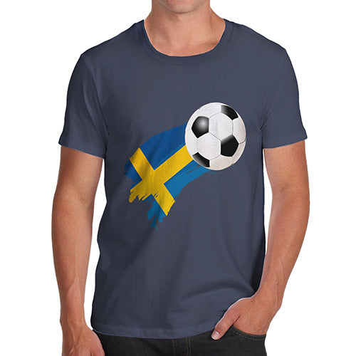 Funny T Shirts For Dad Sweden Football Soccer Flag Paint Splat Men's T-Shirt Small Navy