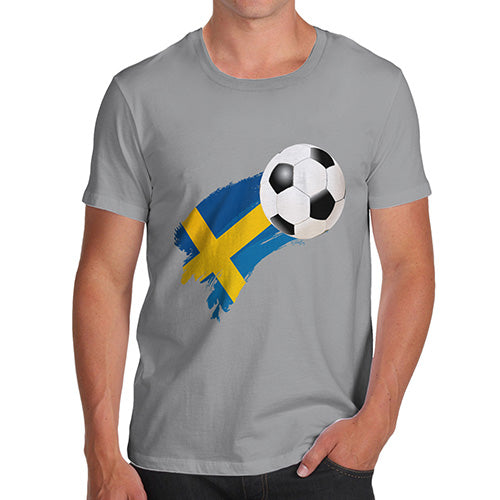 Funny Tshirts For Men Sweden Football Soccer Flag Paint Splat Men's T-Shirt Large Light Grey