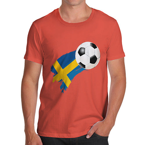 Funny Tee For Men Sweden Football Soccer Flag Paint Splat Men's T-Shirt Medium Orange