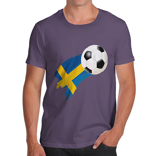 Funny T-Shirts For Men Sweden Football Soccer Flag Paint Splat Men's T-Shirt X-Large Plum