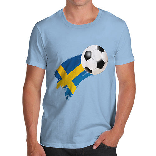 Funny T-Shirts For Men Sarcasm Sweden Football Soccer Flag Paint Splat Men's T-Shirt Medium Sky Blue