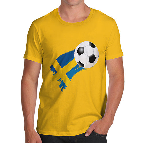 Novelty T Shirts For Dad Sweden Football Soccer Flag Paint Splat Men's T-Shirt Medium Yellow