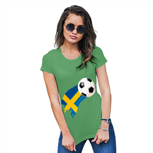 Womens Novelty T Shirt Sweden Football Soccer Flag Paint Splat Women's T-Shirt Small Green