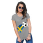 Funny T-Shirts For Women Sarcasm Sweden Football Soccer Flag Paint Splat Women's T-Shirt Small Light Grey