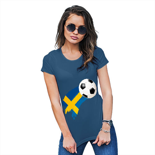 Novelty Gifts For Women Sweden Football Soccer Flag Paint Splat Women's T-Shirt Medium Royal Blue