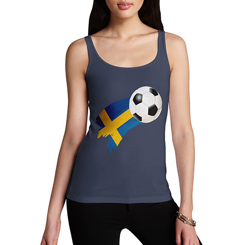 Funny Tank Top For Mum Sweden Football Soccer Flag Paint Splat Women's Tank Top Small Navy