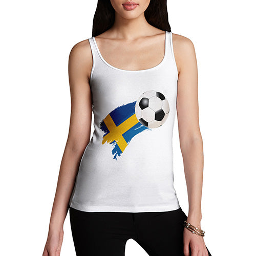 Funny Tank Tops For Women Sweden Football Soccer Flag Paint Splat Women's Tank Top Medium White