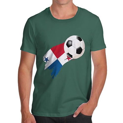 Mens T-Shirt Funny Geek Nerd Hilarious Joke Panama Football Soccer Flag Paint Splat Men's T-Shirt Medium Bottle Green