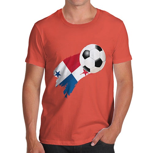 Funny T Shirts For Men Panama Football Soccer Flag Paint Splat Men's T-Shirt Large Orange