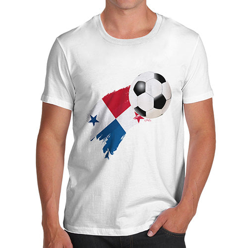 Funny T Shirts For Dad Panama Football Soccer Flag Paint Splat Men's T-Shirt Large White