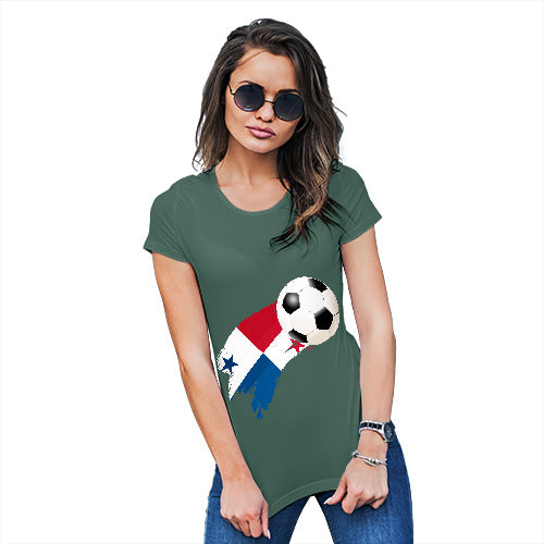 Funny T-Shirts For Women Panama Football Soccer Flag Paint Splat Women's T-Shirt X-Large Bottle Green