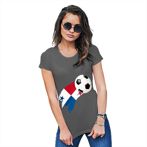 Womens Novelty T Shirt Christmas Panama Football Soccer Flag Paint Splat Women's T-Shirt Large Dark Grey