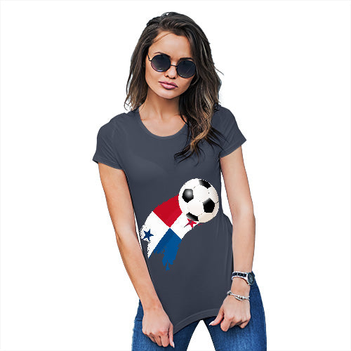 Novelty Tshirts Women Panama Football Soccer Flag Paint Splat Women's T-Shirt Small Navy