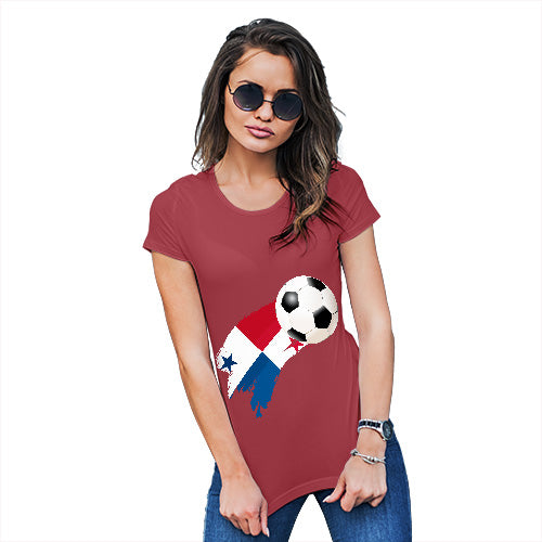 Womens Funny T Shirts Panama Football Soccer Flag Paint Splat Women's T-Shirt X-Large Red