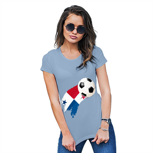 Funny Gifts For Women Panama Football Soccer Flag Paint Splat Women's T-Shirt Large Sky Blue