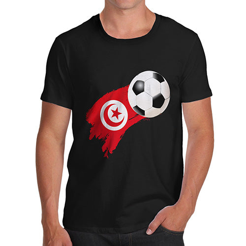 Novelty Tshirts Men Tunisia Football Soccer Flag Paint Splat Men's T-Shirt Large Black