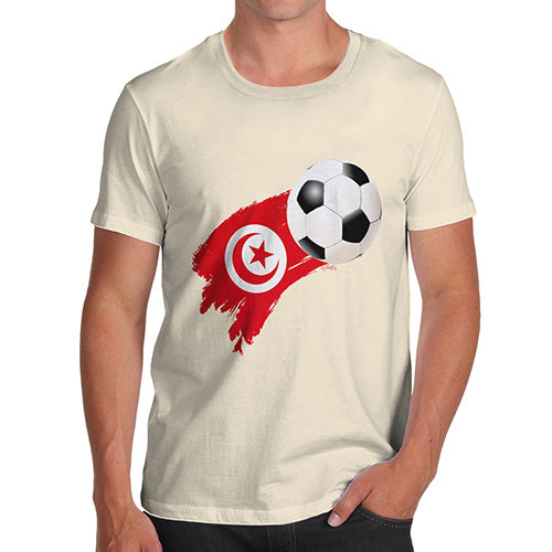 Funny Tee Shirts For Men Tunisia Football Soccer Flag Paint Splat Men's T-Shirt X-Large Natural