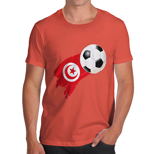 Novelty Tshirts Men Tunisia Football Soccer Flag Paint Splat Men's T-Shirt Small Orange