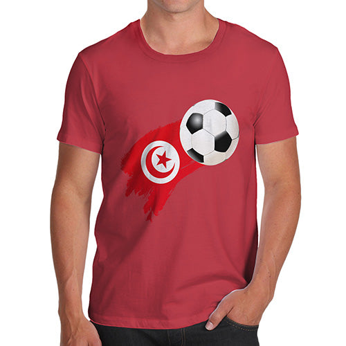 Novelty Tshirts Men Tunisia Football Soccer Flag Paint Splat Men's T-Shirt Small Red