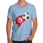 Funny T-Shirts For Guys Tunisia Football Soccer Flag Paint Splat Men's T-Shirt Large Sky Blue