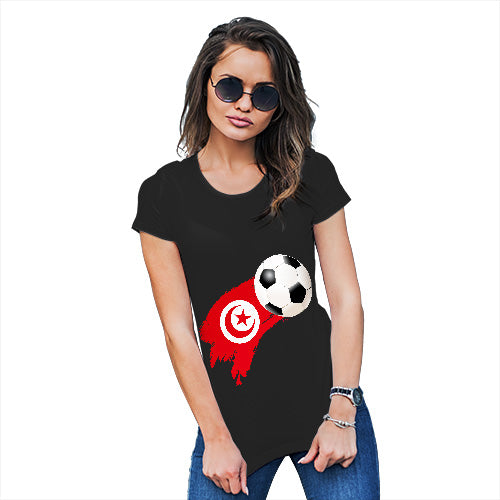 Womens Funny Tshirts Tunisia Football Soccer Flag Paint Splat Women's T-Shirt Small Black