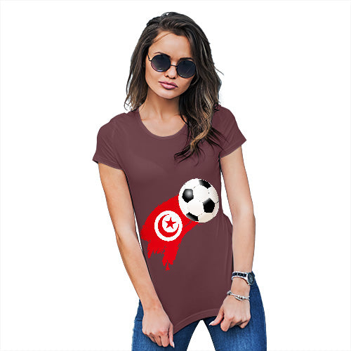 Novelty Tshirts Women Tunisia Football Soccer Flag Paint Splat Women's T-Shirt Small Burgundy