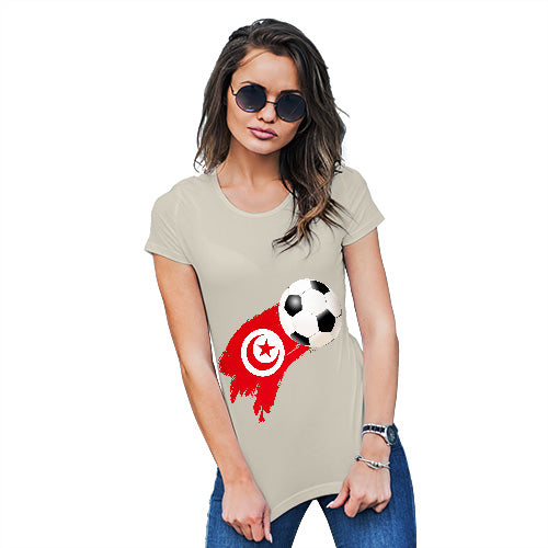 Funny T Shirts For Women Tunisia Football Soccer Flag Paint Splat Women's T-Shirt Medium Natural