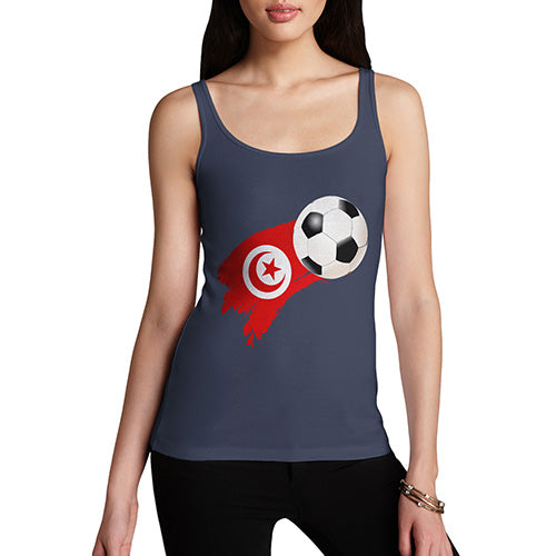 Novelty Tank Top Women Tunisia Football Soccer Flag Paint Splat Women's Tank Top Small Navy