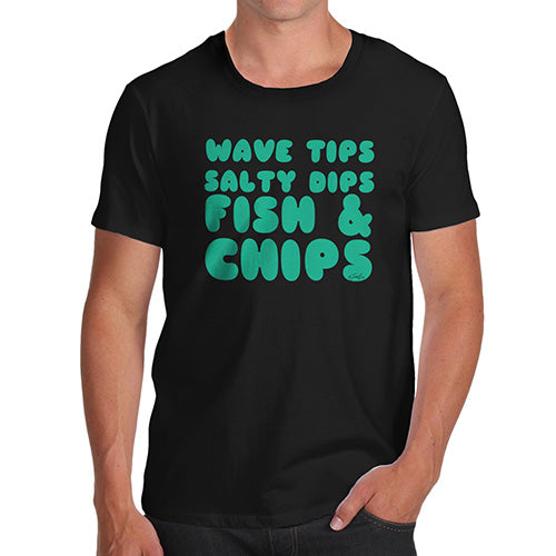 Funny T Shirts For Men Wave Tips Salty Dips Men's T-Shirt Large Black