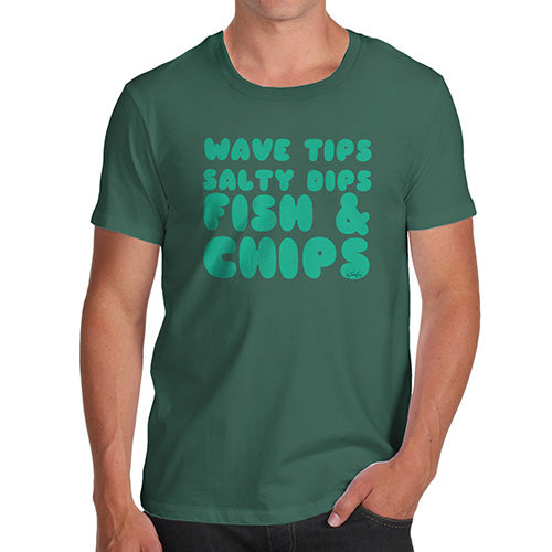 Funny Tee Shirts For Men Wave Tips Salty Dips Men's T-Shirt X-Large Bottle Green