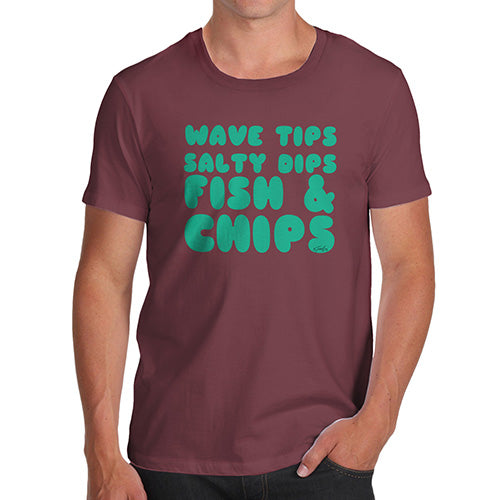 Funny T Shirts For Men Wave Tips Salty Dips Men's T-Shirt Small Burgundy