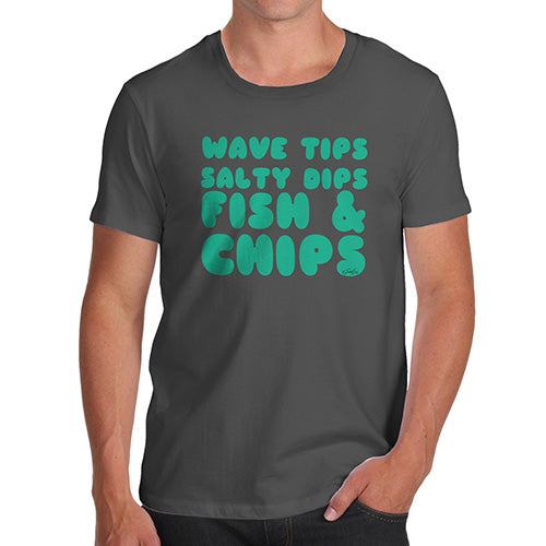 Funny T-Shirts For Guys Wave Tips Salty Dips Men's T-Shirt X-Large Dark Grey
