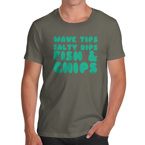 Mens Funny Sarcasm T Shirt Wave Tips Salty Dips Men's T-Shirt Medium Khaki