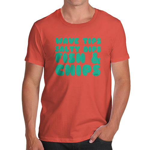 Funny Tee Shirts For Men Wave Tips Salty Dips Men's T-Shirt Medium Orange