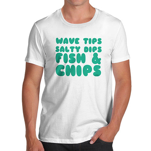 Mens Humor Novelty Graphic Sarcasm Funny T Shirt Wave Tips Salty Dips Men's T-Shirt Medium White