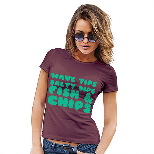 Funny Gifts For Women Wave Tips Salty Dips Women's T-Shirt X-Large Burgundy