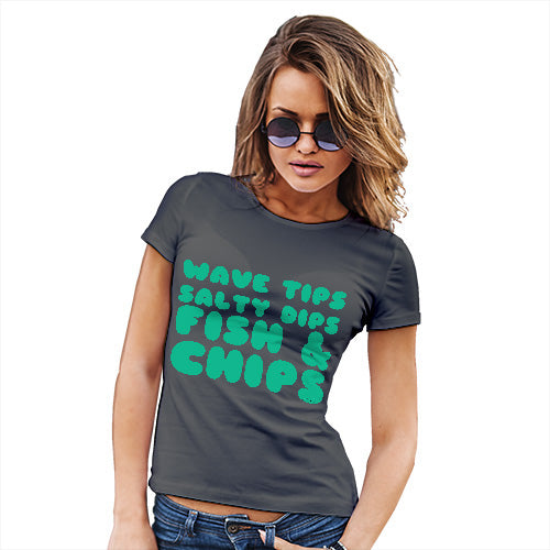 Funny Gifts For Women Wave Tips Salty Dips Women's T-Shirt Small Dark Grey