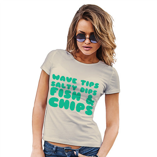 Womens Funny Sarcasm T Shirt Wave Tips Salty Dips Women's T-Shirt Small Natural