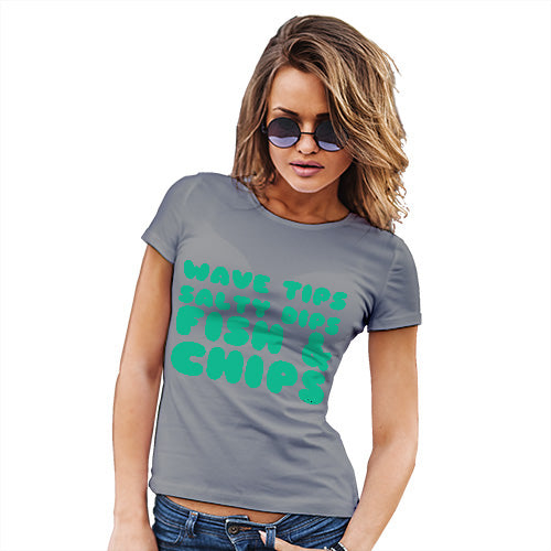 Womens Humor Novelty Graphic Funny T Shirt Wave Tips Salty Dips Women's T-Shirt X-Large Light Grey