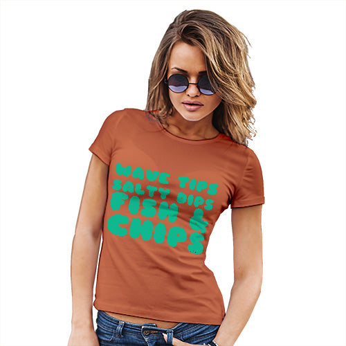 Funny T Shirts For Mom Wave Tips Salty Dips Women's T-Shirt Small Orange