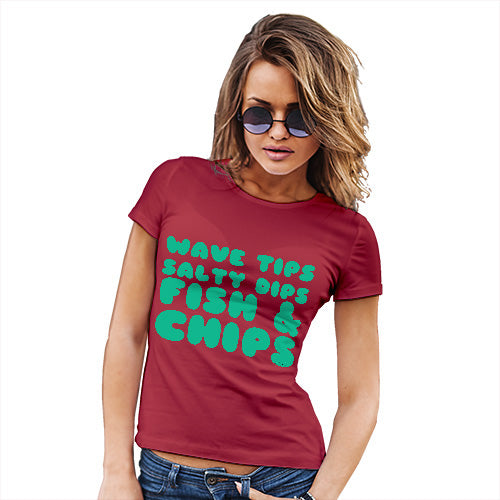 Novelty Gifts For Women Wave Tips Salty Dips Women's T-Shirt X-Large Red